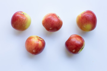 Apples isolated on white background. Top view