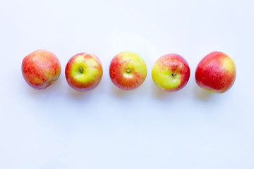 Apples isolated on white background. Top view