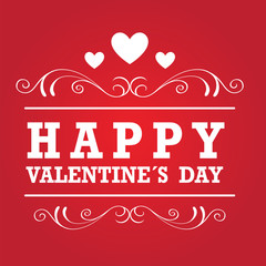 Valentine's day greeting card on red background