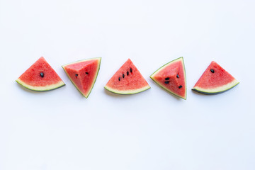 Watermelon pieces  on white.