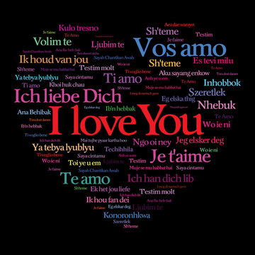 i love you text in various language - Stock image