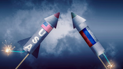 nuclear weapons of superpowers face each other