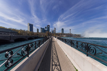 View at bridge near Niagara Falls from Canadian side at summer time