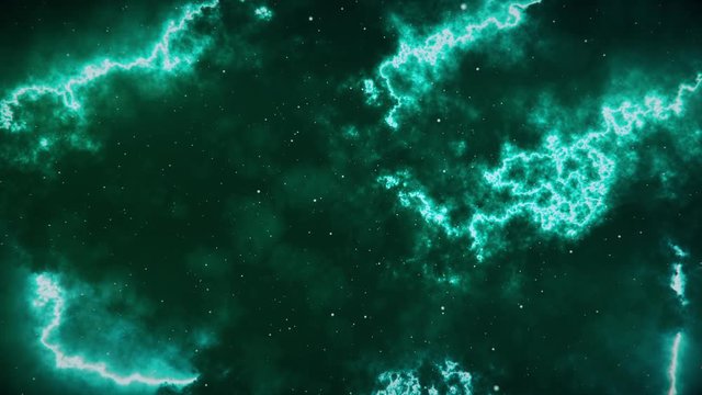 Green Cinematic Space With Nebula 4K