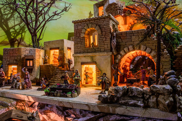 Miniatures Christmas Manger representing Native Scene of Belen