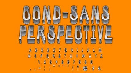 Obraz premium Extra-condensed mono-weight sans-serif font, extruded and rendered in perspective, with burnished shadow