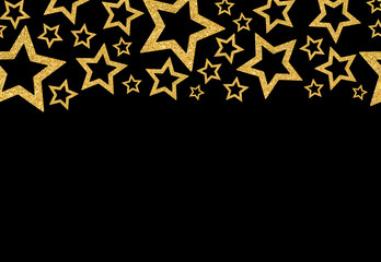 Border with gold stars of sequin confetti