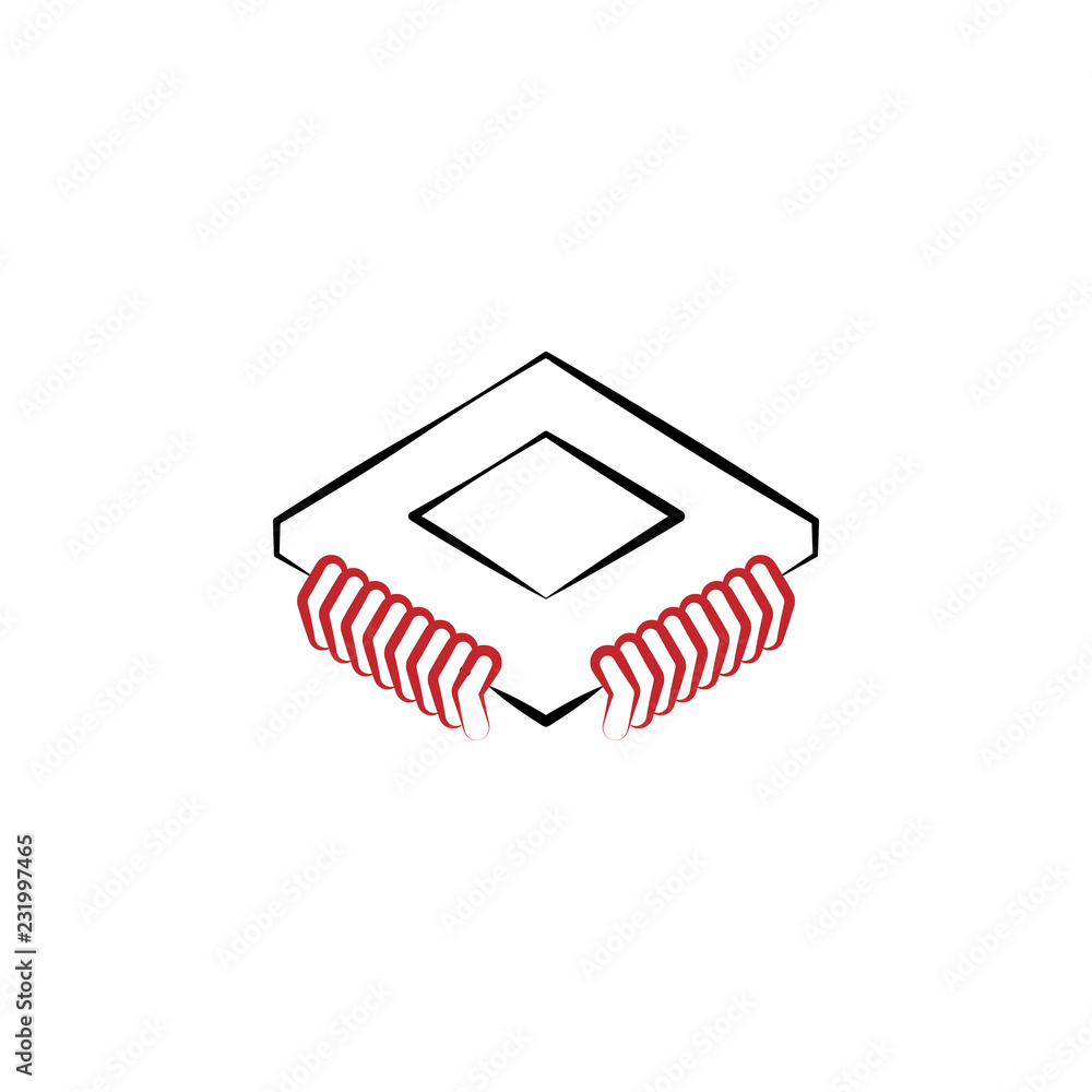 Poster micro scheme 2 colored hand drawn icon. electronics colored element illustration. outline symbol des