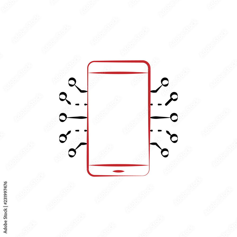 Aufkleber mobile electronics 2 colored hand drawn icon. electronics colored element illustration. outline symb