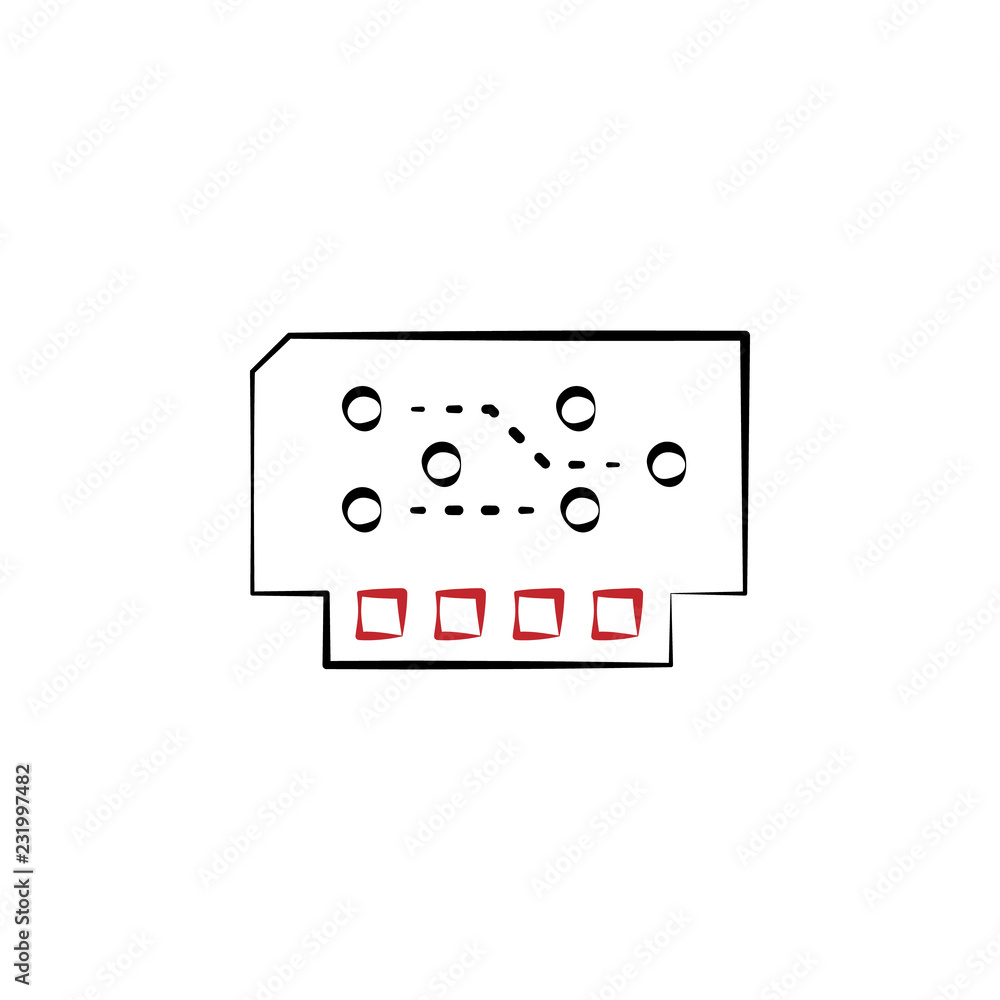 Poster module 2 colored hand drawn icon. electronics colored element illustration. outline symbol design fr