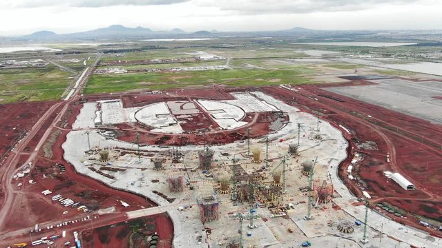 Drone aerial footage showing the Texcoco
airport construction site.