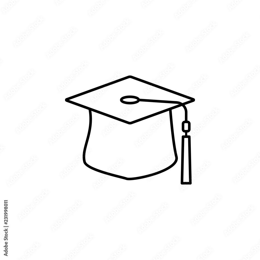 Poster mortar board icon. element of hat icon for mobile concept and web apps. thin line mortar board icon 