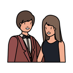 young couple of business avatar character