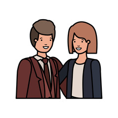 young couple of business avatar character