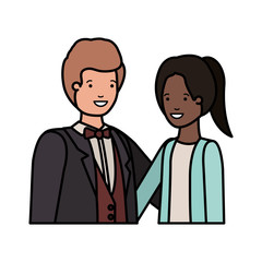 young couple of business avatar character