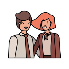 young couple of business avatar character