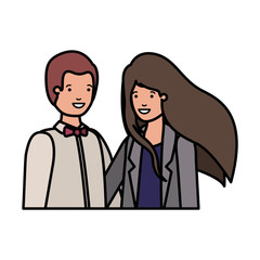 young couple of business avatar character
