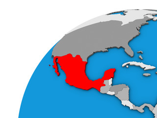Mexico on 3D globe.