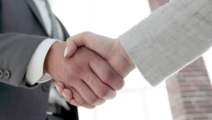 Obraz premium Business people shaking hands isolated on white background