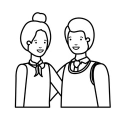 young couple of business avatar character