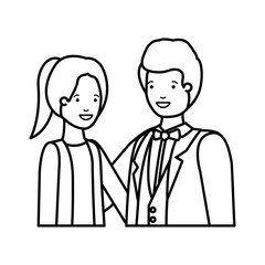 young couple of business avatar character