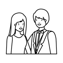 young couple of business avatar character