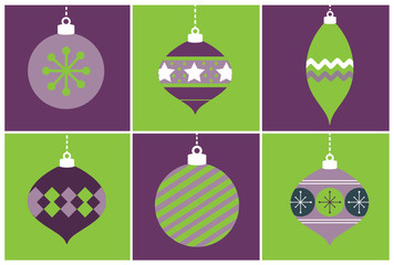Purple and Green Christmas Ornaments