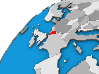 Obraz premium Belgium on 3D globe.