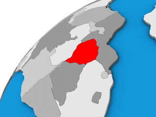 Zimbabwe on 3D globe.