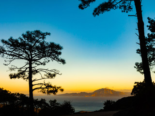 View to the strait of Gibraltar from the spanish side to the mountains of morocco