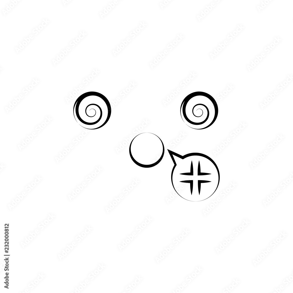 Aufkleber confused face icon. element of anime face icon for mobile concept and web apps. anime confused face 