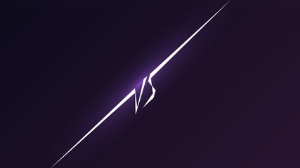 Neon vs sign. Versus letters background for game, battle, competition, sport, match and fighting. Blue - purple color.