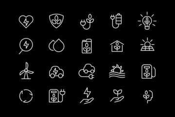 Green Energy line icons. vector linear icon set.