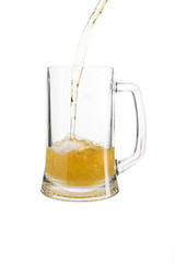 pouring light beer in a glass
