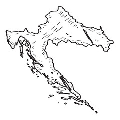 Sketch of a map of Croatia. Vector illustration design