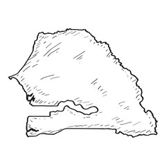 Sketch of a map of Senegal. Vector illustration design
