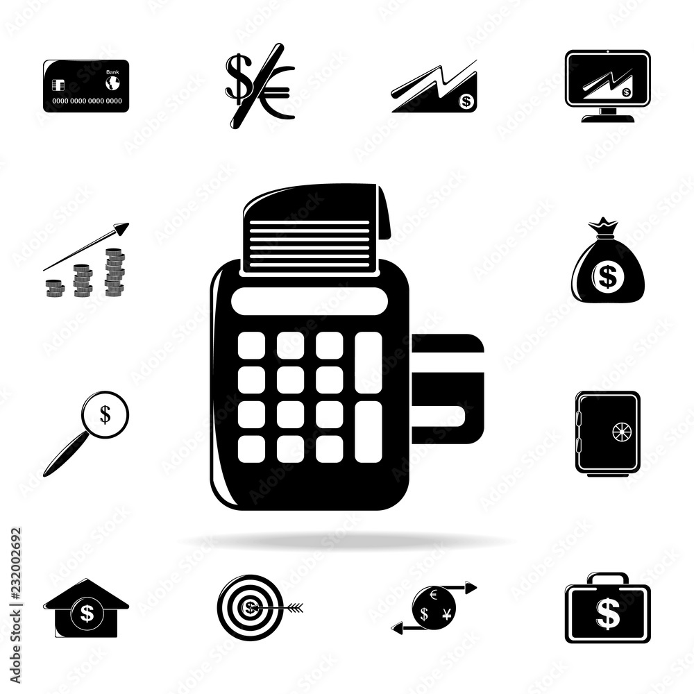 Poster after the terminal icon. finance icons universal set for web and mobile
