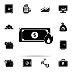 burning bill icon. Finance icons universal set for web and mobile