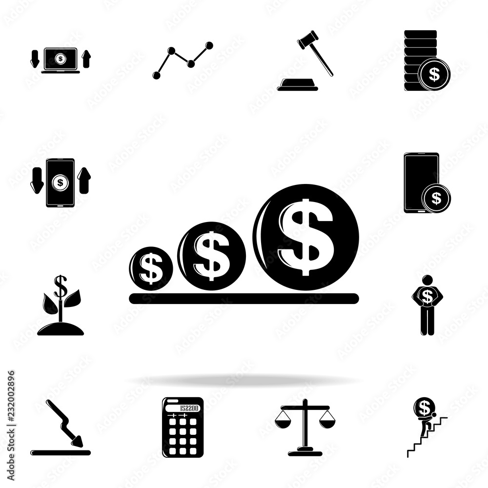 Poster increasing coins of the dollar icon. finance icons universal set for web and mobile