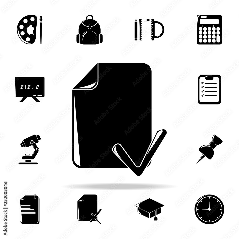 Poster checkmarked paper icon. education icons universal set for web and mobile
