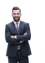 in full growth. businessman arms folded