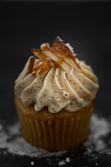 Tasty mini cupcakes on a vintage background, sweet dessert for christmas, new year and valentine holliday