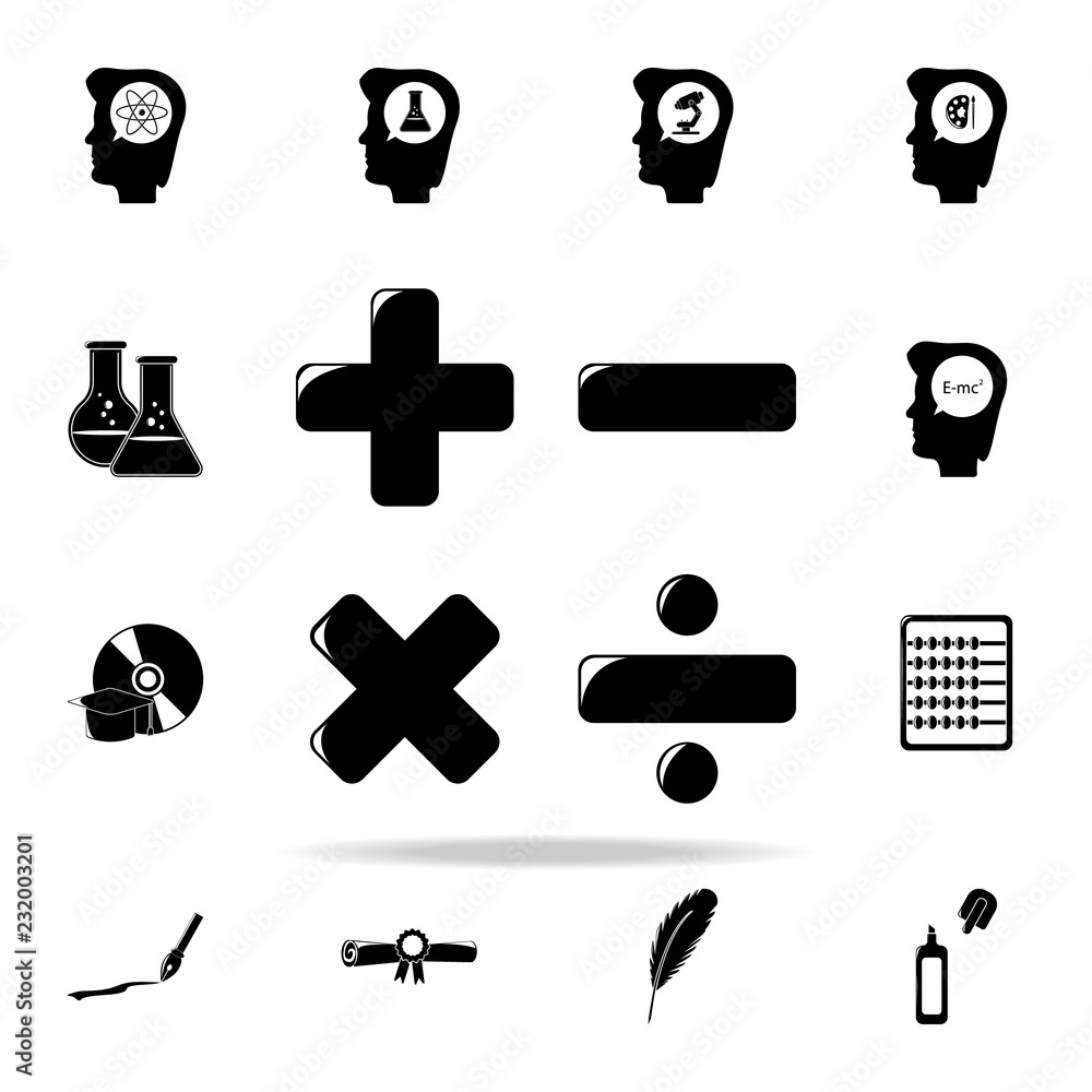 Poster symbols of mathematics icon. education icons universal set for web and mobile