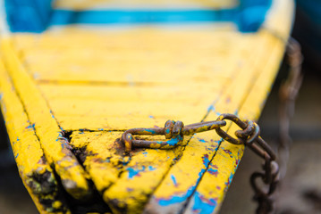 Detail of colourful boat on Phewa lake in Pokhara, Nepal