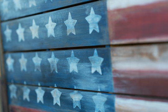 Wood boards painted with american flag