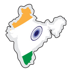 Map of India with its flag. Vector illustration design