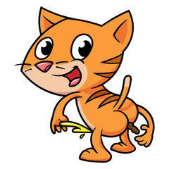 Cartoon Cat Urinating and Defecating