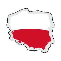 Naklejka premium Map of Poland with its flag. Vector illustration design