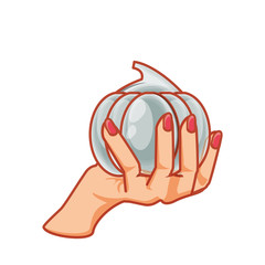 hand with fresh garlic isolated icon