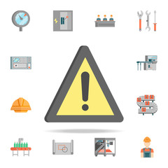 colored warning production icon. Production icons universal set for web and mobile